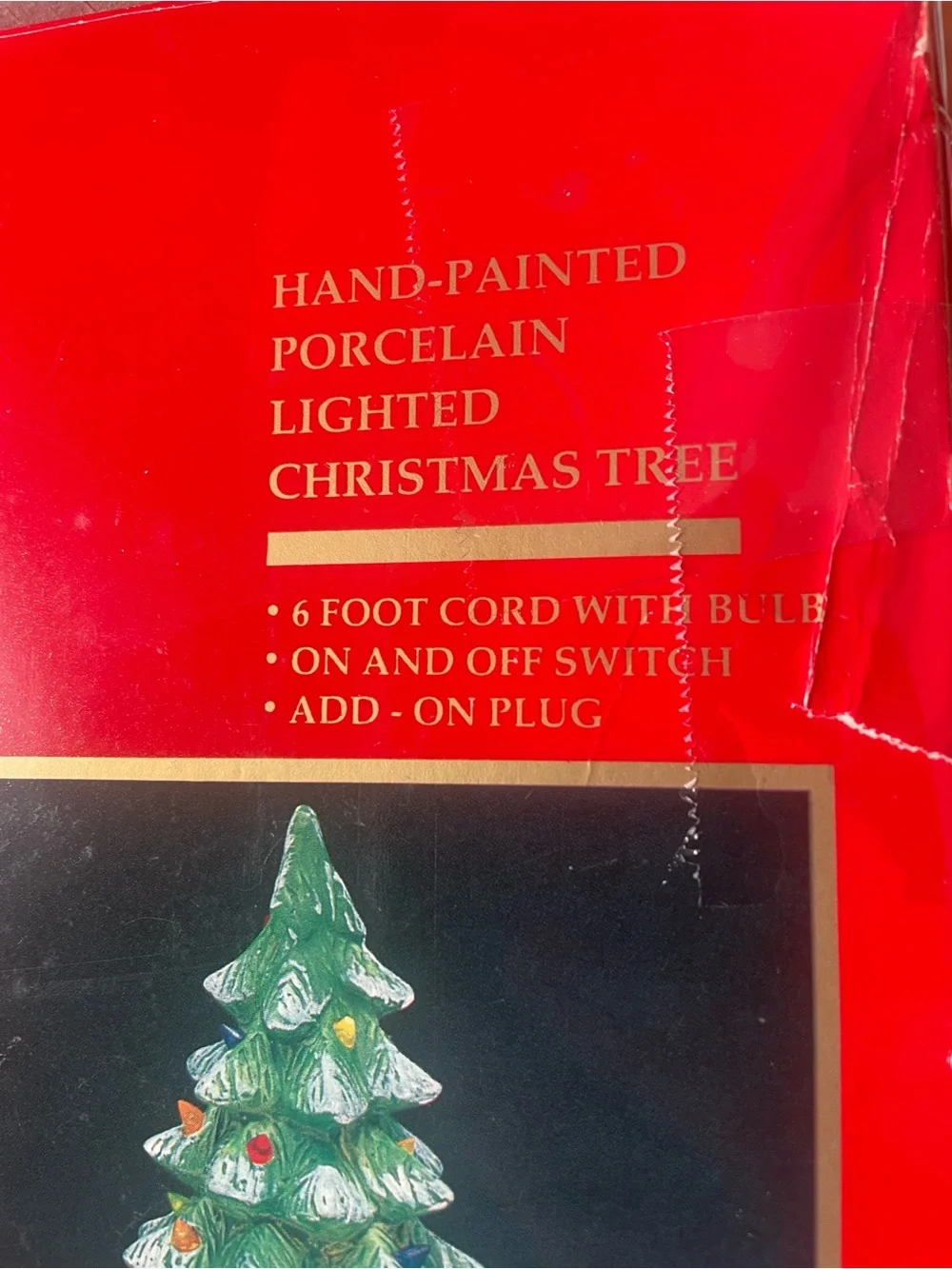 Vintage ‘93 Lemax Hand-Painted Porcelain Lighted Christmas Tree Home Decor
